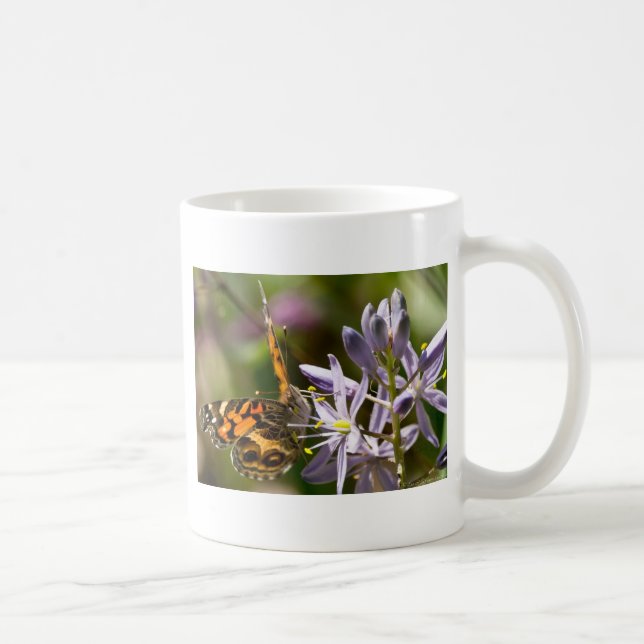 Orange Butterfly on Wild Hyacinth Apparel & Gifts Coffee Mug (Right)