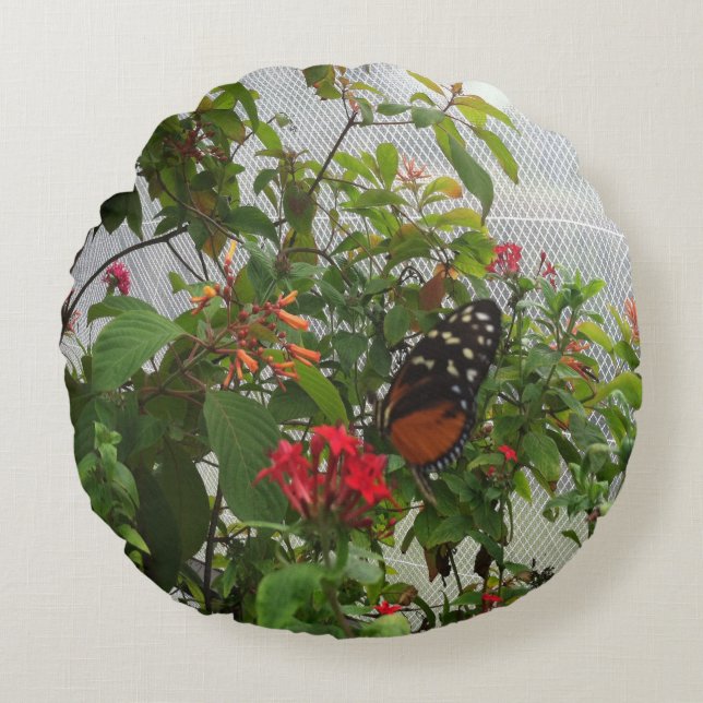 ORANGE BUTTERFLY ROUND CUSHION (Front)