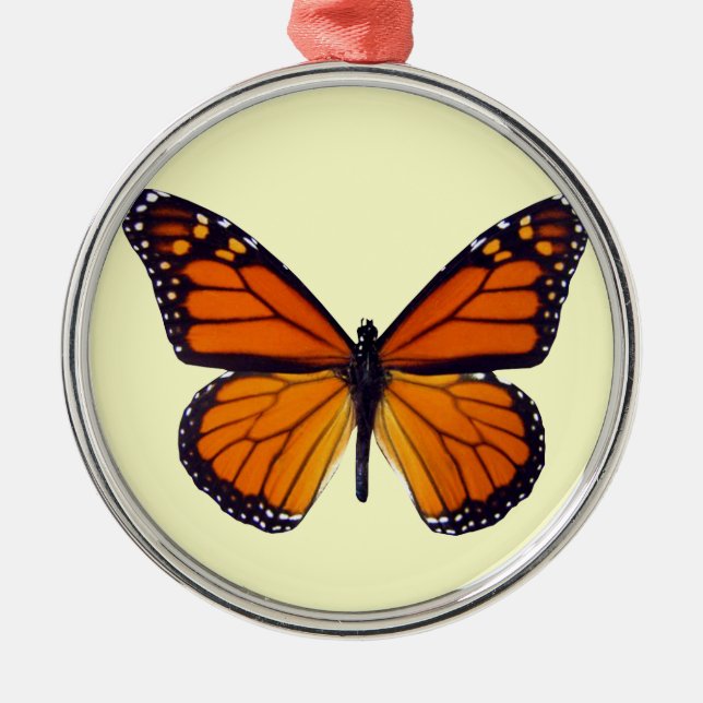 Orange Butterfly Round Ornament (Front)