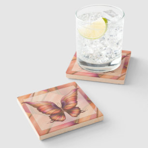 Orange Butterfly Stone Coaster