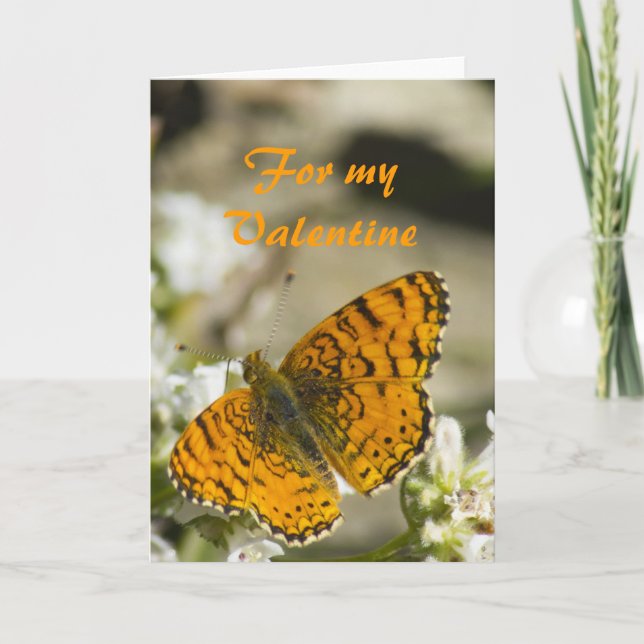 Orange Butterfly Valentine Holiday Card (Front)