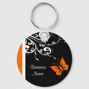 Orange Butterly Flourish Key Ring
