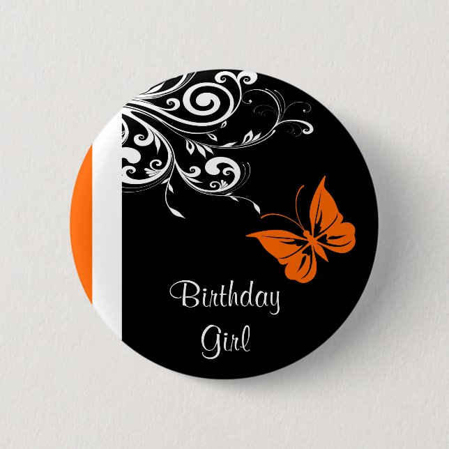Orange Butterly Swirls 6 Cm Round Badge (Front)