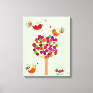 Orange Button Tree Canvas Print