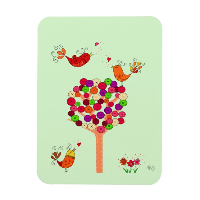 Orange Button Tree Magnet (Vertical)