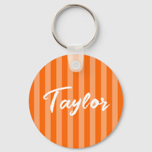 Orange Cabana Stripe Key Ring