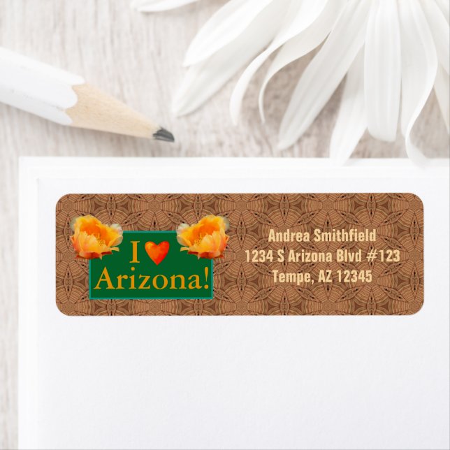 Orange Cactus, I Heart Arizona, Tan Tribal Pattern (Insitu)