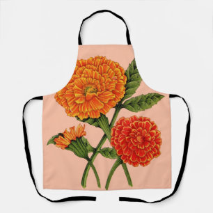 orange calendulas print apron