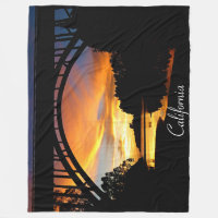 Orange California Coastal Sunset Under Bridge
