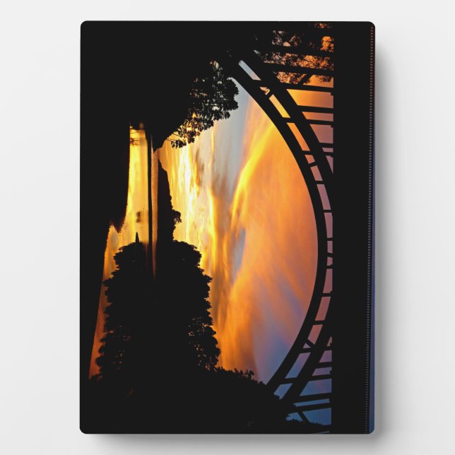 Orange California Coastal Sunset Under Bridge Plaq Plaque (Front)