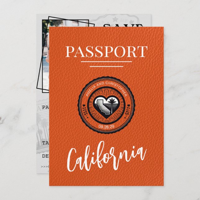 Orange California Passport Save The Date (Front/Back)