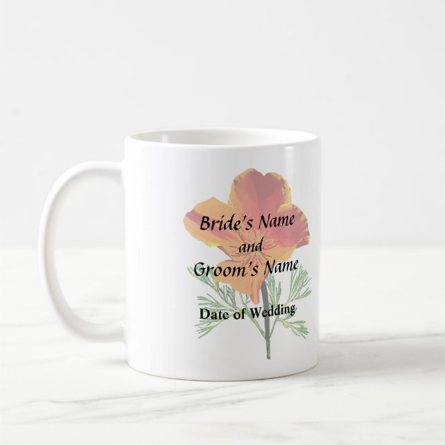Orange California Poppy Coffee Mug (Left)