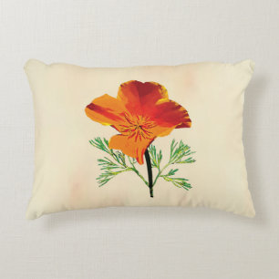 Orange California Poppy Decorative Cushion
