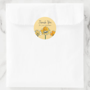 Orange California Poppy Flower Thank You Classic Round Sticker