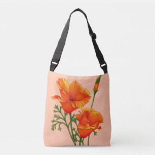 orange California poppy print Crossbody Bag