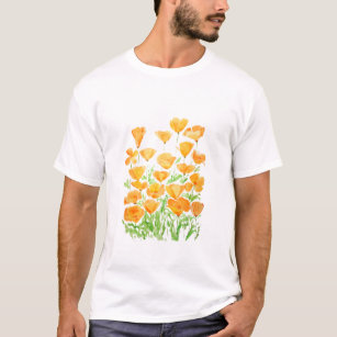 orange California poppy watercolor painting T-Shirt