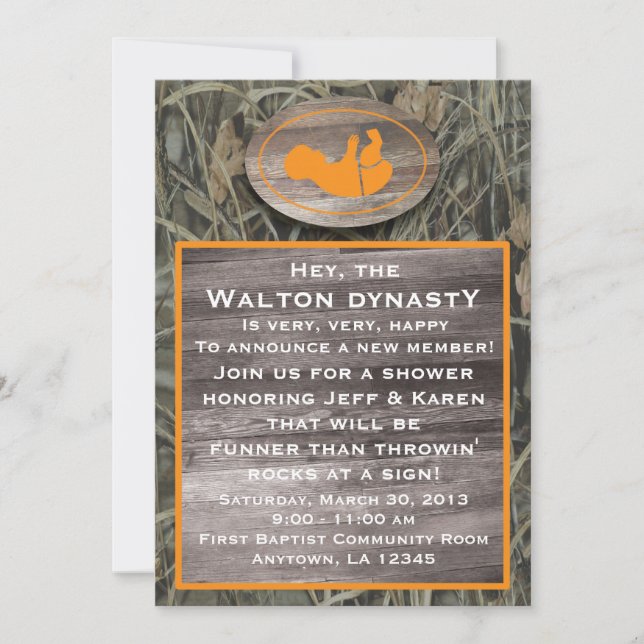 Orange Camo Baby Shower Invitation (Front)