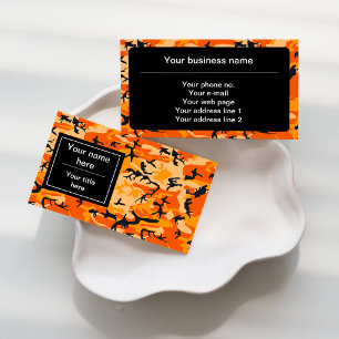 Orange Camo, Camouflage, Military, Army Business Card