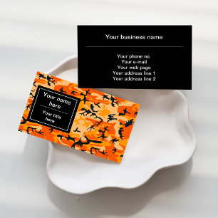 Orange Camo, Camouflage, Military, Army Business Card