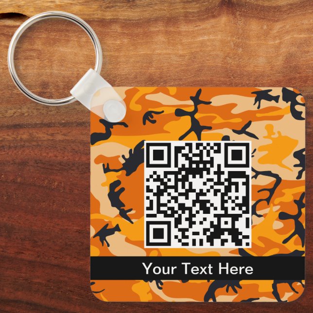 Orange Camo, Camouflage, Military, Army Key Ring (Front)