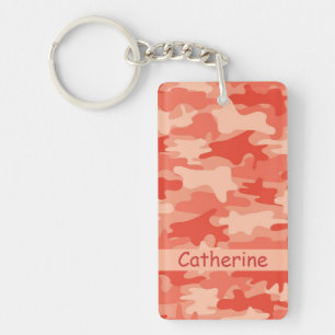 Orange Camo Camouflage Name Personalised Key Ring