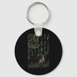 Orange Camo Deer American Flag Hunting Gifts Men D Key Ring