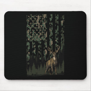 Orange Camo Deer American Flag Hunting Gifts Men D Mouse Pad