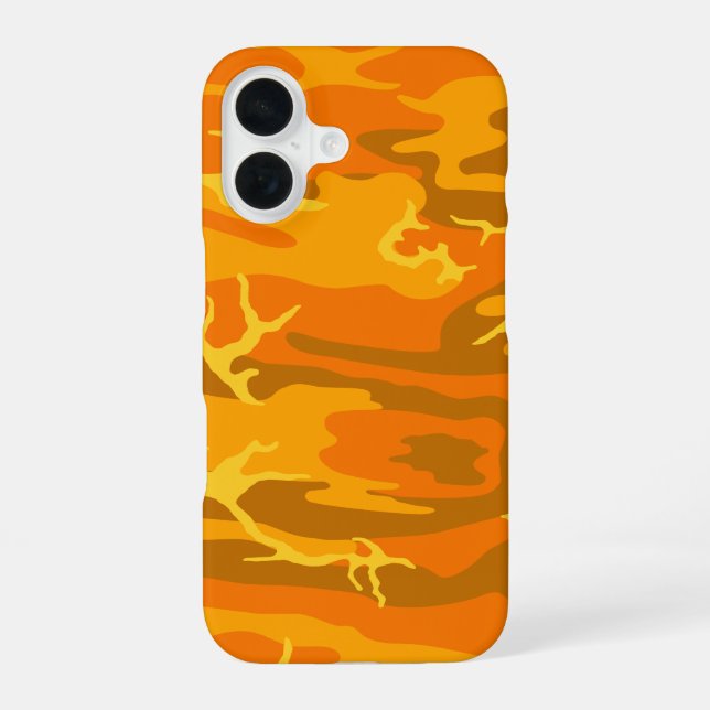 Orange Camo iPhone 16 Case (Back)
