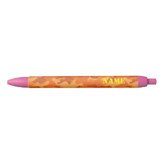 Orange Camo School Yellow NAME Kids Adventure Fun Blue Ink Pen