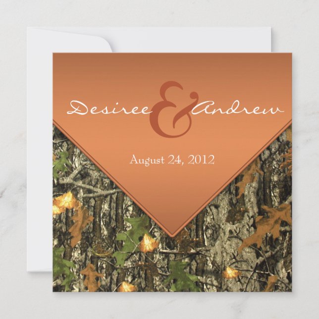 Orange Camo Wedding Invitations (Front)