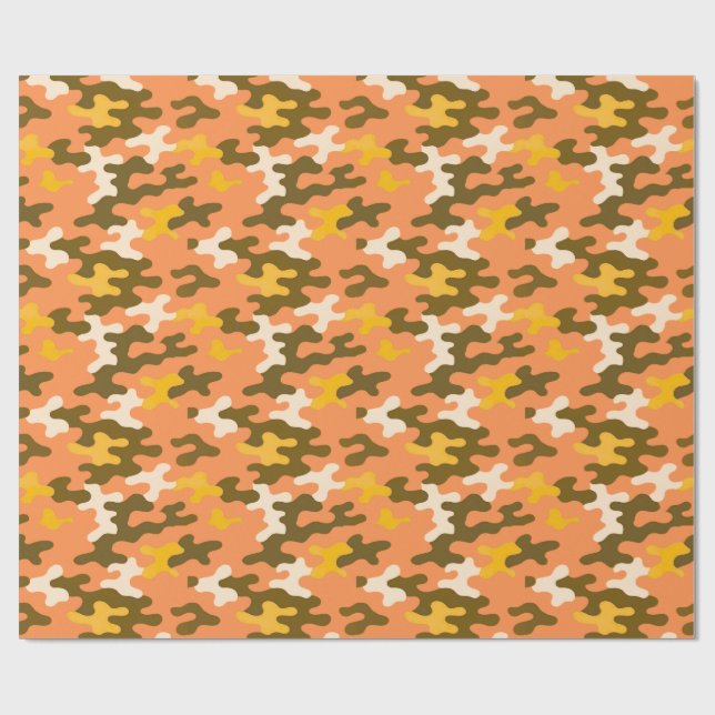 Orange Camo Wrapping Paper (Flat)