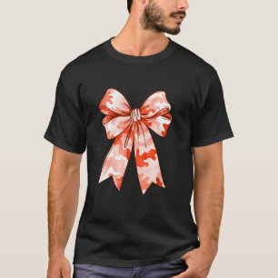 Orange Camouflage Coquette Bow Camo Cute Woman Gir T-Shirt