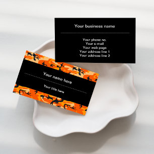 Orange Camouflage, Military, Army Business Card