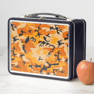 Orange Camouflage, Military, Army Metal Lunch Box