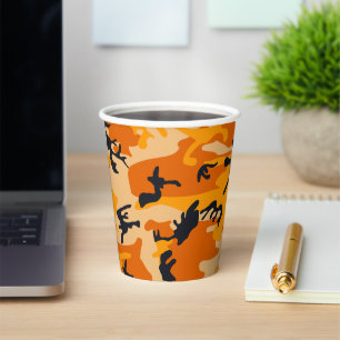 Orange Camouflage, Military, Army Paper Cups