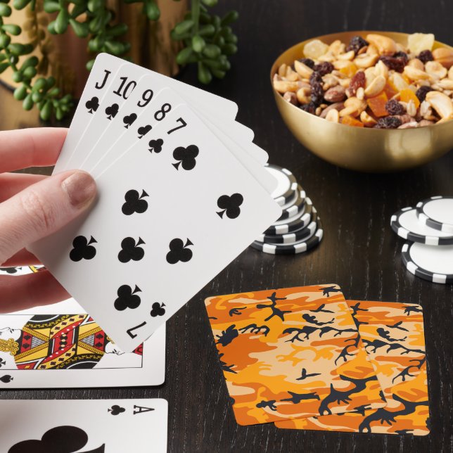 Orange Camouflage, Military, Army Playing Cards (In Situ)