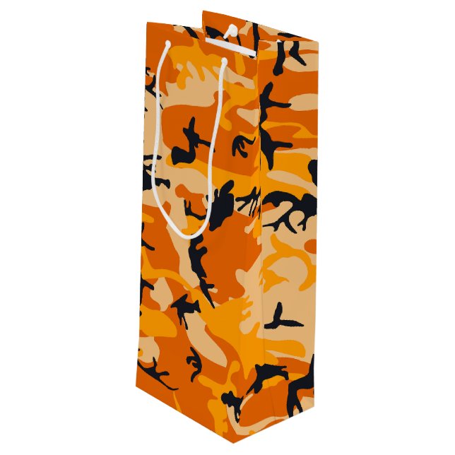 Orange Camouflage, Military, Army Wine Gift Bag (Back Angled)