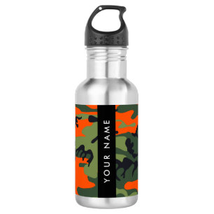 Orange Camouflage Pattern, Your name, Personalise 532 Ml Water Bottle