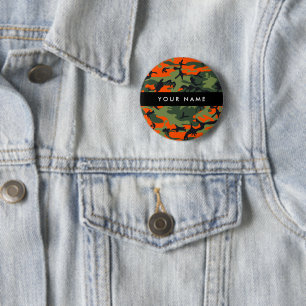 Orange Camouflage Pattern, Your name, Personalise 6 Cm Round Badge