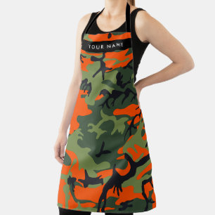 Orange Camouflage Pattern, Your name, Personalise Apron
