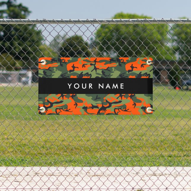 Orange Camouflage Pattern, Your name, Personalise Banner (Insitu)
