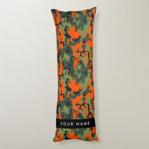 Orange Camouflage Pattern, Your name, Personalise Body Cushion