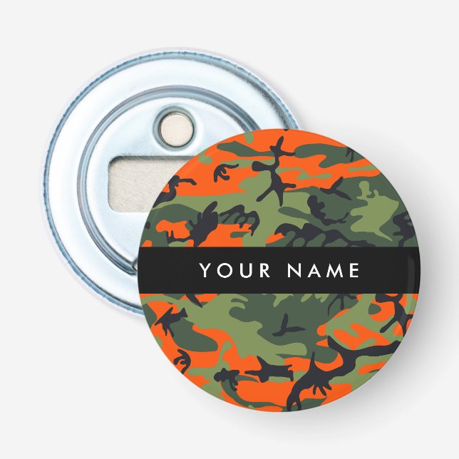 Orange Camouflage Pattern, Your name, Personalise Bottle Opener (Front)
