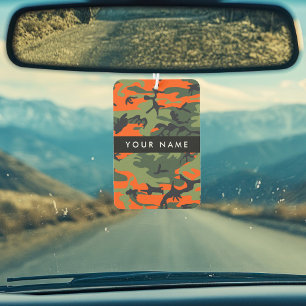 Orange Camouflage Pattern, Your name, Personalise Car Air Freshener