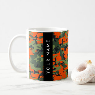 Orange Camouflage Pattern, Your name, Personalise Coffee Mug