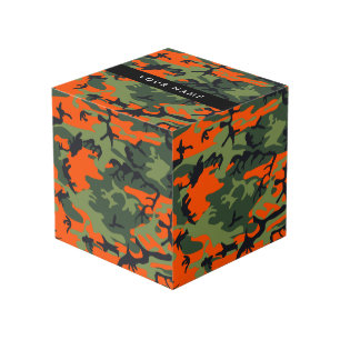 Orange Camouflage Pattern, Your name, Personalise Cube