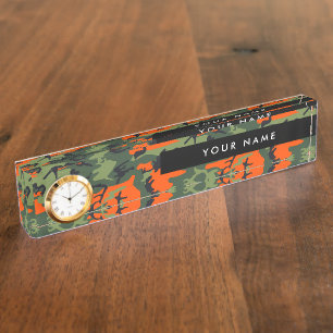 Orange Camouflage Pattern, Your name, Personalise Nameplate