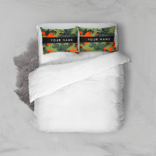 Orange Camouflage Pattern, Your name, Personalise Pillowcase