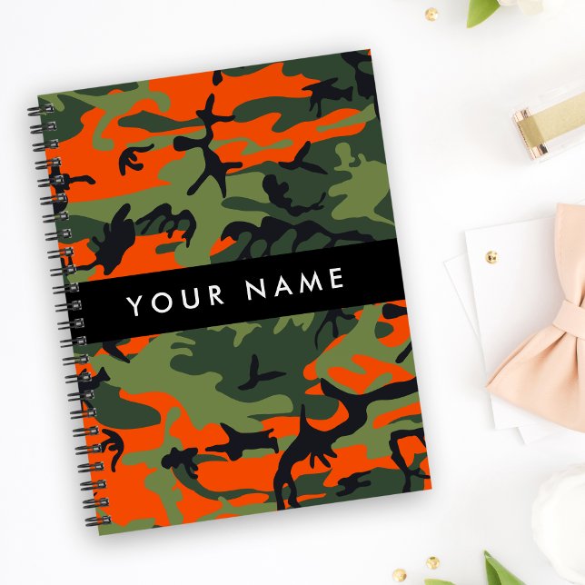 Orange Camouflage Pattern, Your name, Personalise Planner (Creator Uploaded)