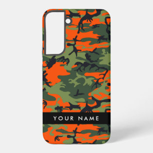 Orange Camouflage Pattern, Your name, Personalise Samsung Galaxy Case